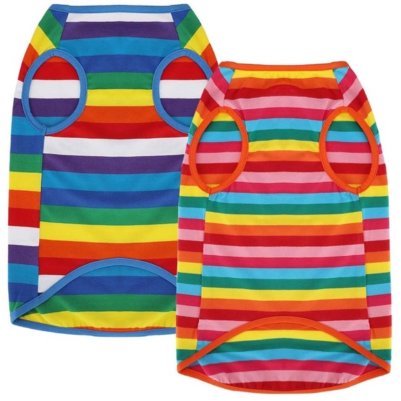 NEW Dog/Cat Shirts Two Pack Rainbow Stripe - Picture 1 of 5